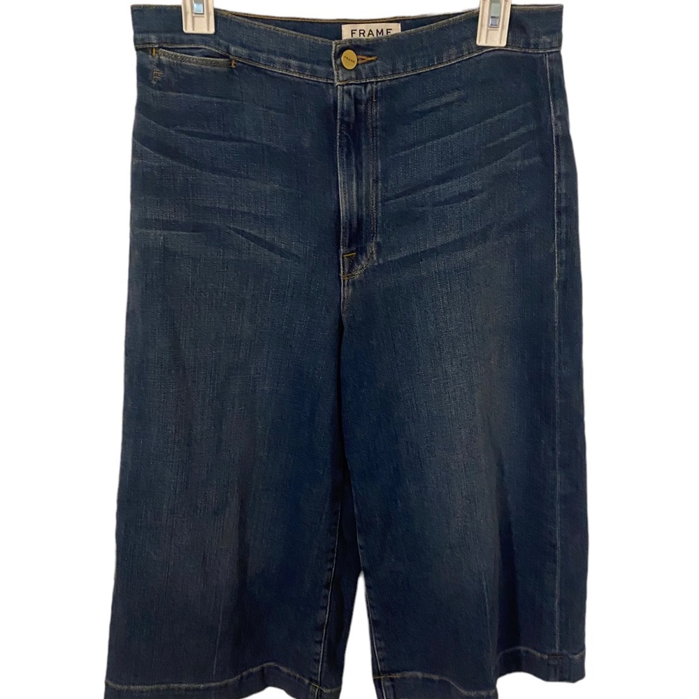 Frame crop wide leg jeans